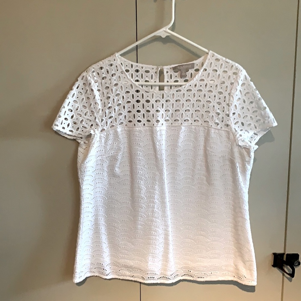 Banana Republic white eyelet top size 12